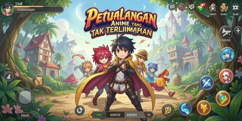Screenshot gameplay 234E menampilkan pertempuran seru dengan karakter anime.