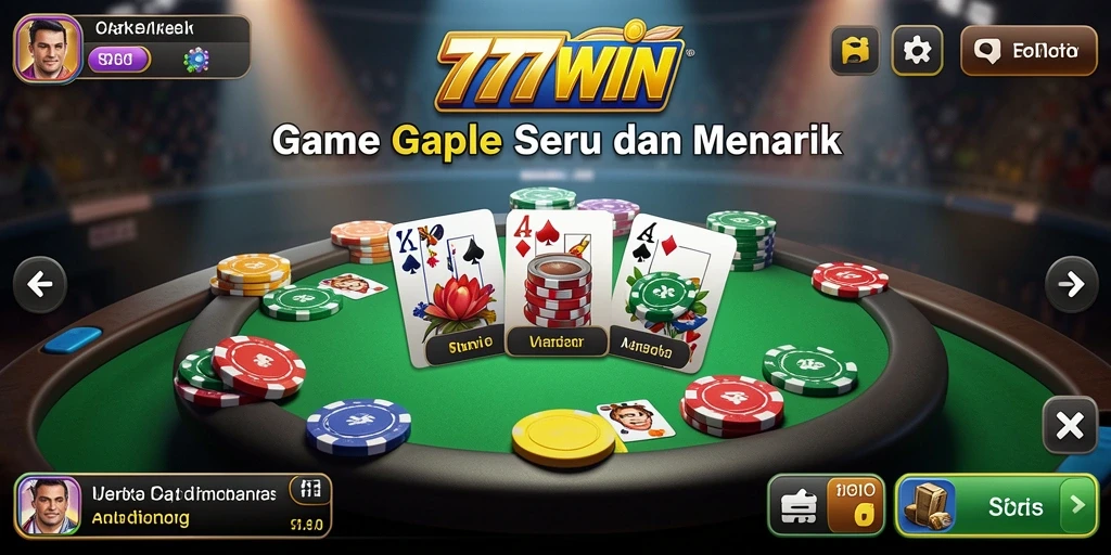Tampilan gameplay 777WIN yang menarik dan seru saat bermain Gaple.