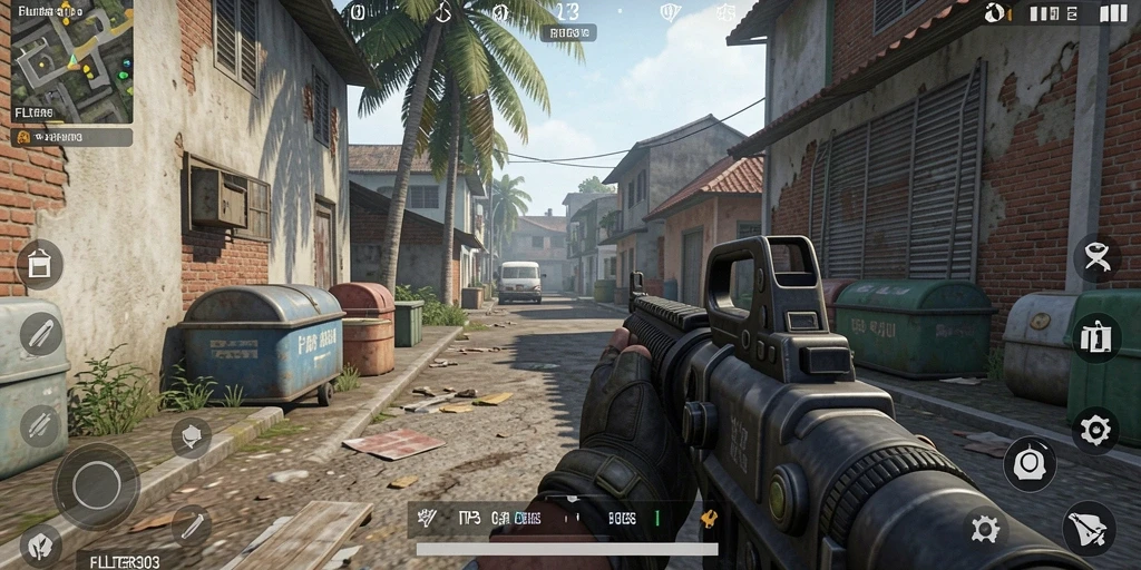 Tampilan gameplay <strong>FILTER303</strong> yang menegangkan dalam pertempuran TPS.