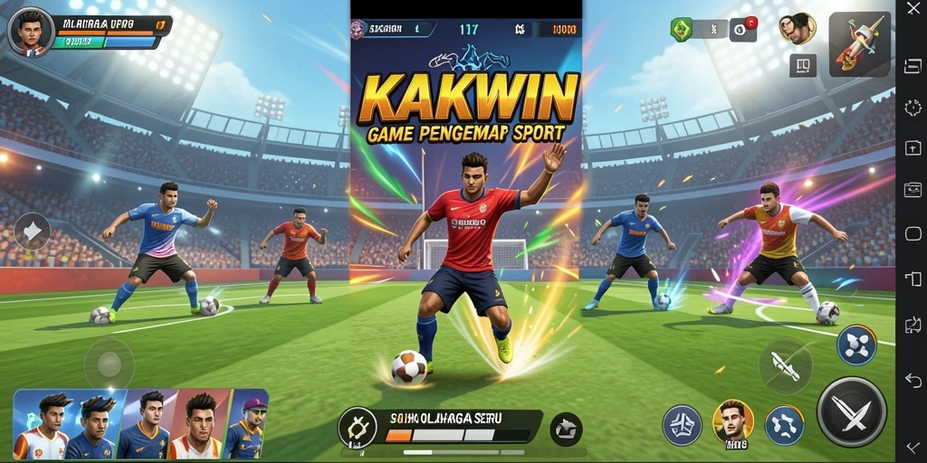 Tampilan gameplay KAKWIN dengan aksi olahraga yang mendebarkan.
