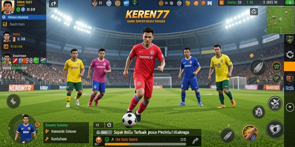Gameplay KEREN77 yang seru dengan aksi sepak bola intens.