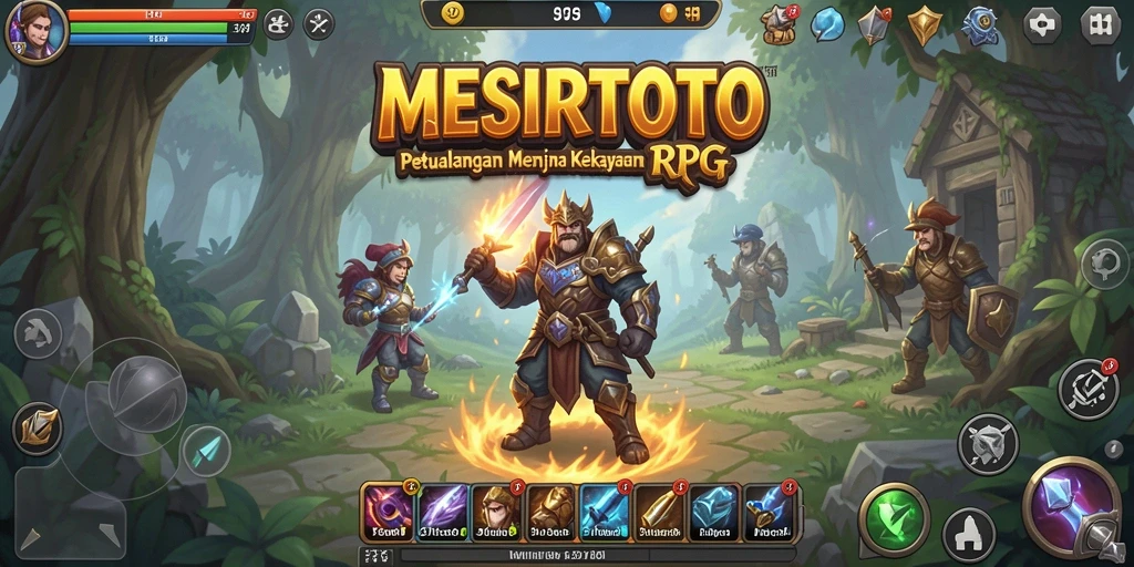 Screenshot gameplay MESIRTOTO menunjukkan petualangan seru di dunia fantasi.