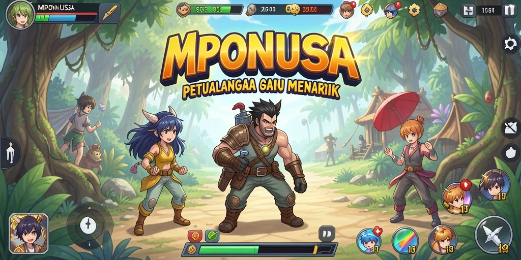 Tangkapan layar gameplay <strong>MPONUSA</strong> yang penuh aksi dan warna.