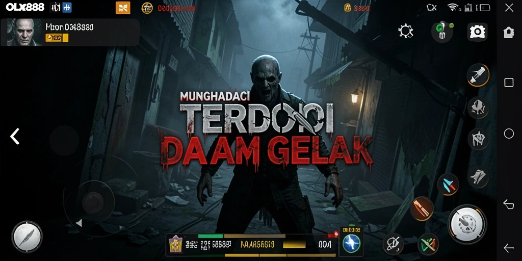 Tampilan gameplay OLX888 yang mencekam saat menjelajahi tempat angker.