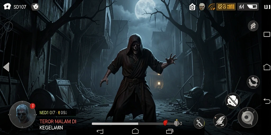 Tampilan gameplay mendebarkan di SD107 dengan atmosfer yang menyeramkan.