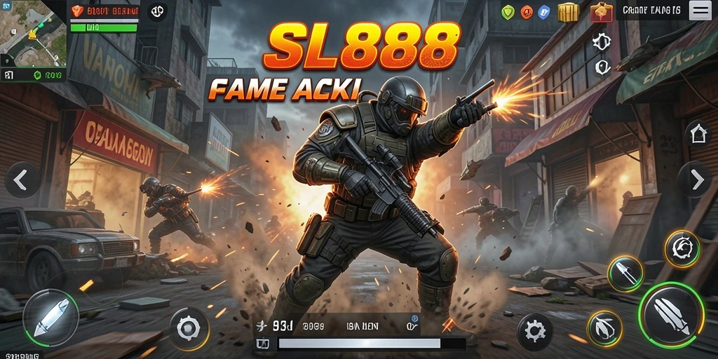Tangkapan layar gameplay SL888 menampilkan aksi seru dan karakter dinamis.