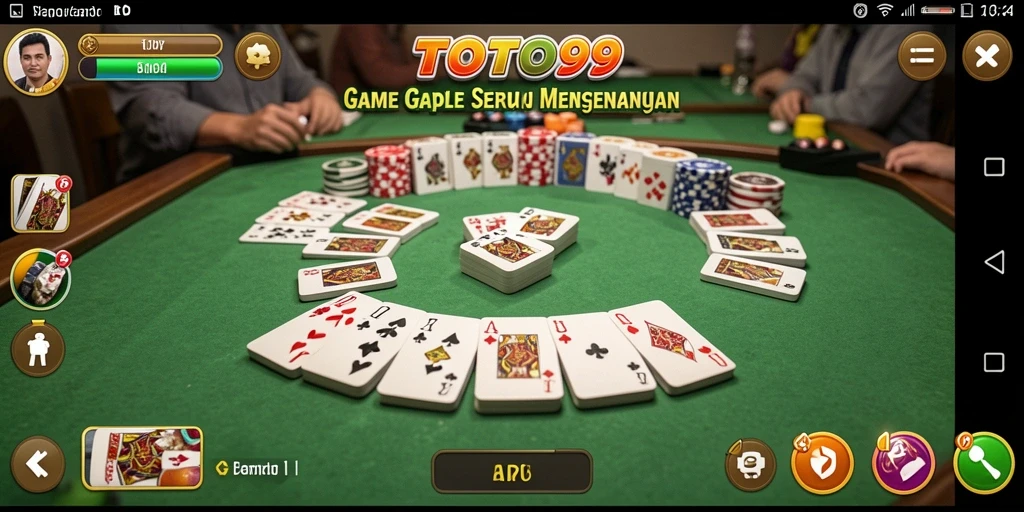 Screenshot utama TOTO99 menampilkan gameplay Gaple yang seru.