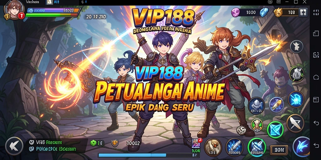 Tampilan gameplay <strong>VIP188</strong> yang memukau dengan karakter anime yang berwarna-warni.