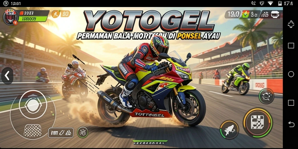 Screenshot gameplay YOTOGEL yang menampilkan aksi balap motor seru.